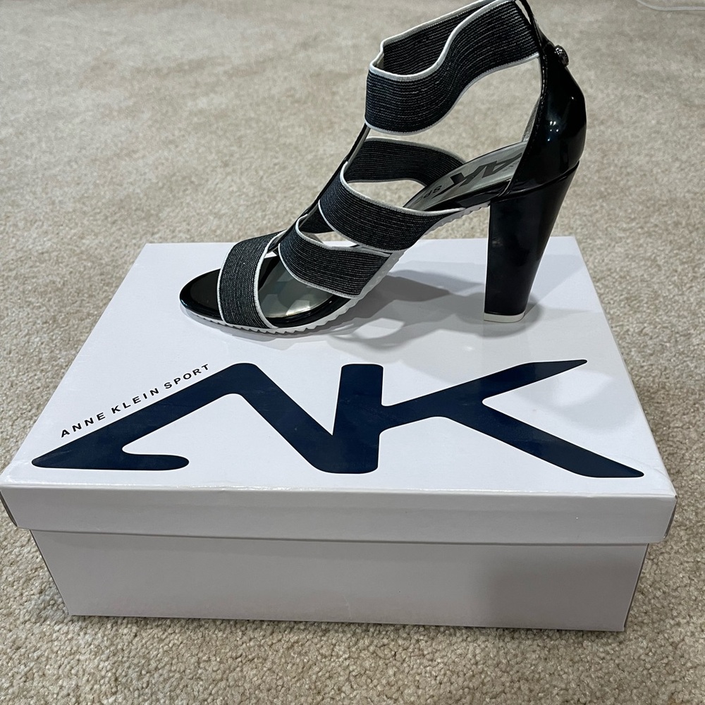 Anne Klein Sport Akisadola Black and White Sandal Heels